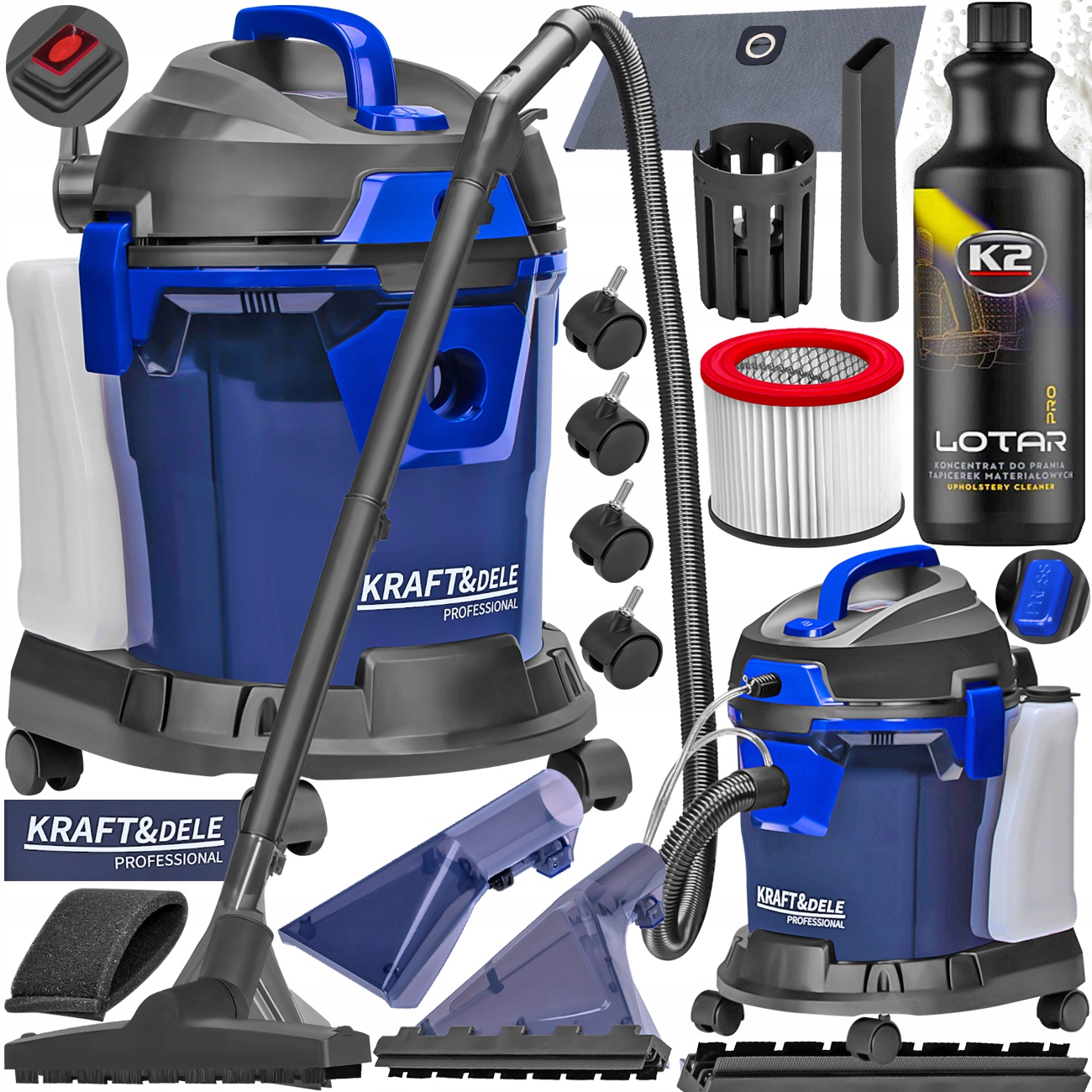 Odkurzacz Piorący 4W1 Wąska Ssawka Prania Tapicerki Dywanów 2200W +lotar K2