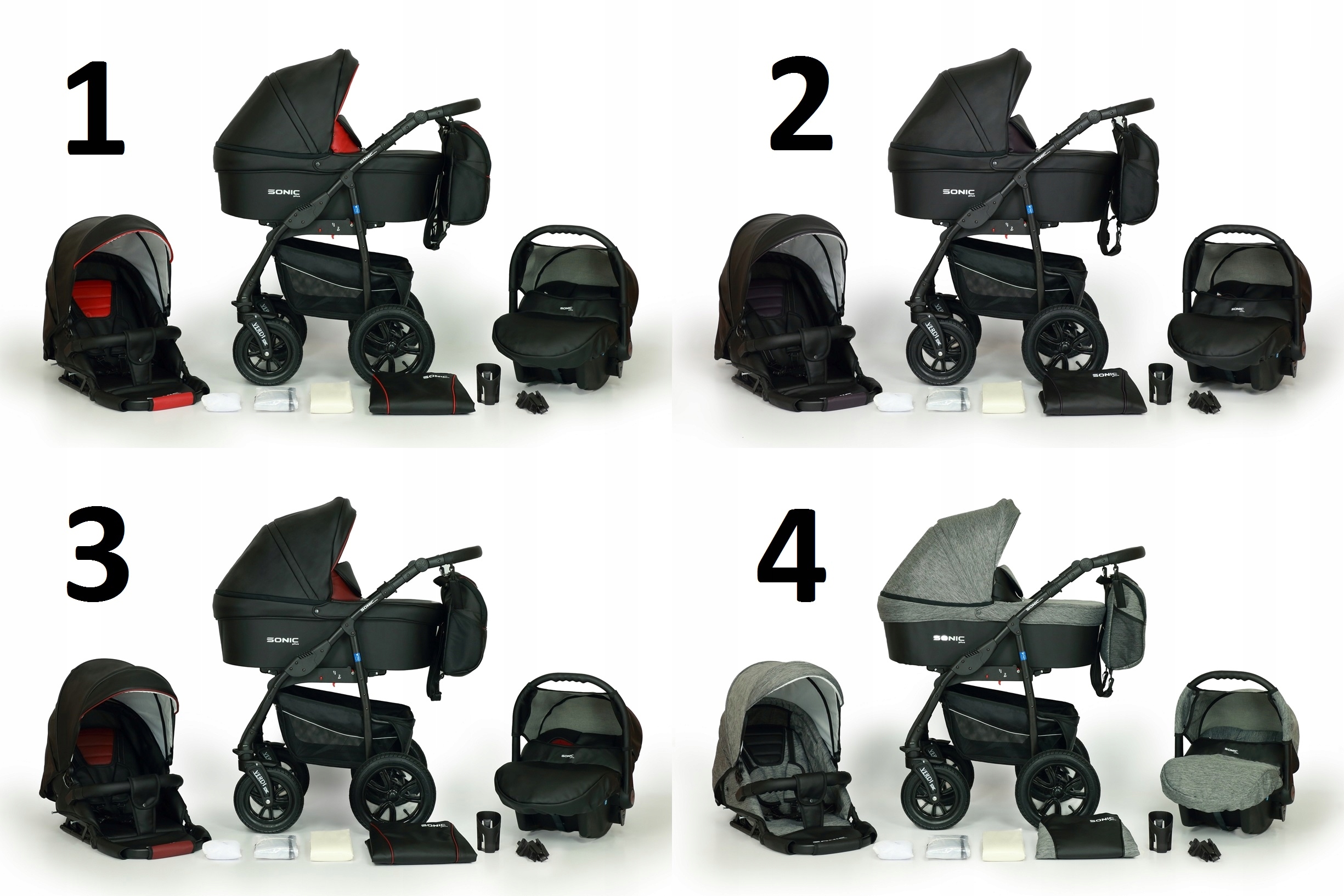 WÓZEK DZIECIĘCY VERDI SONIC PLUS 3W1+ AKCESORIA Kod producenta Verdi