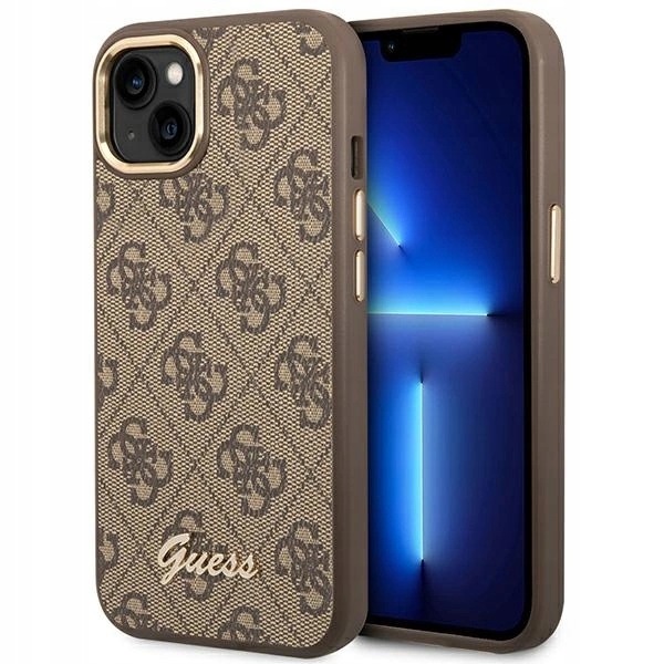 Pouzdro Guess 4G Vintage Gold Logo pro iPhone 14 Plus hnědé