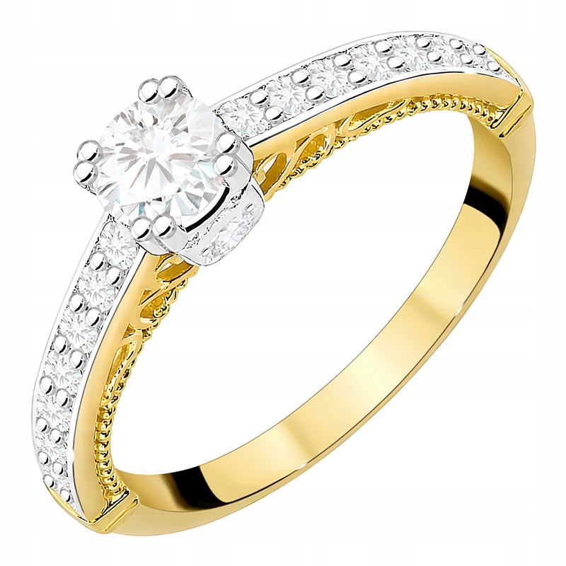 Piękny Złoty Pierścionek p.585 z Brylantami 0,56ct