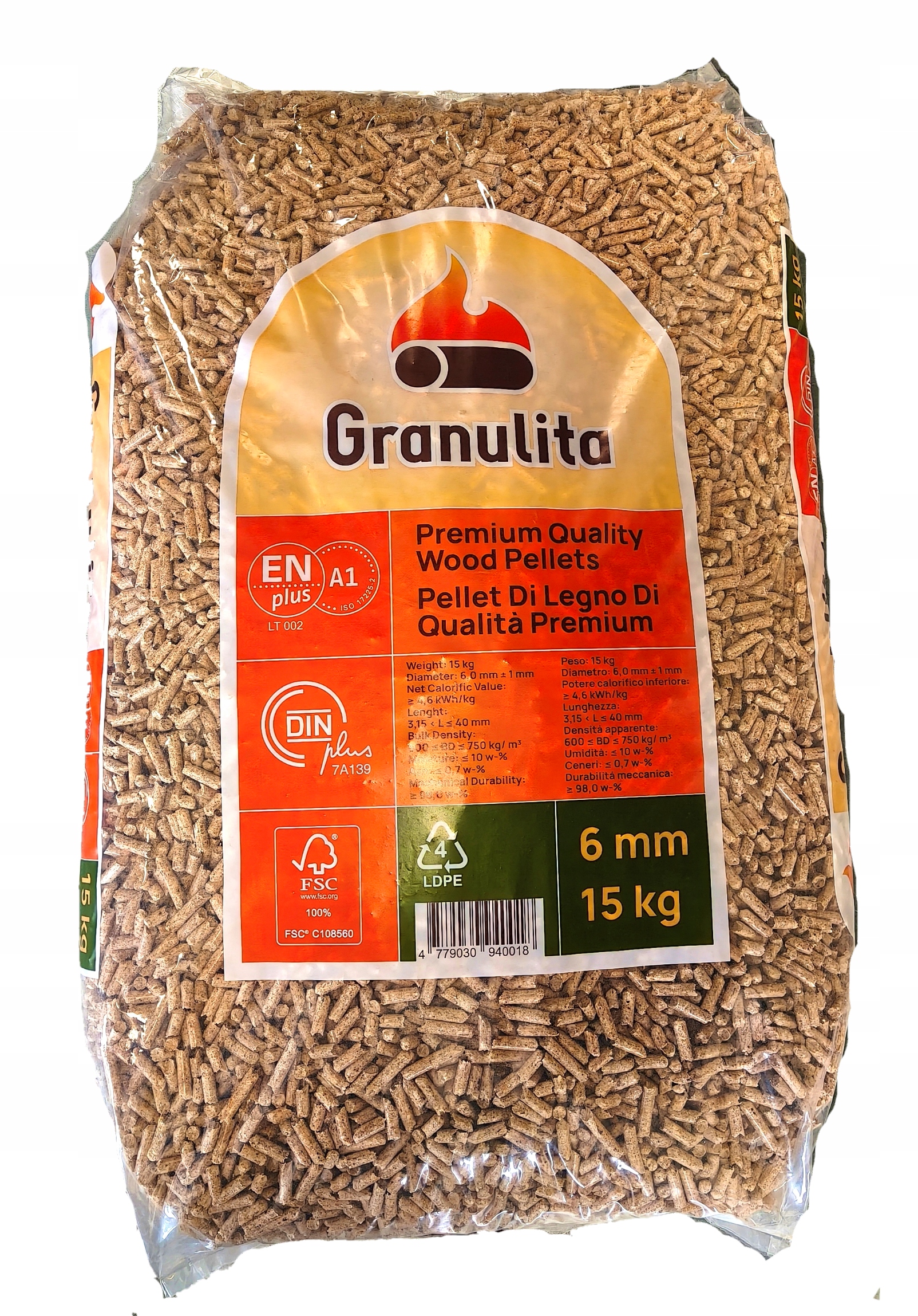 Pellet Granulita 1050KG Paleta Certyfikowany ENplus A1 Spalanie Kaloryczny