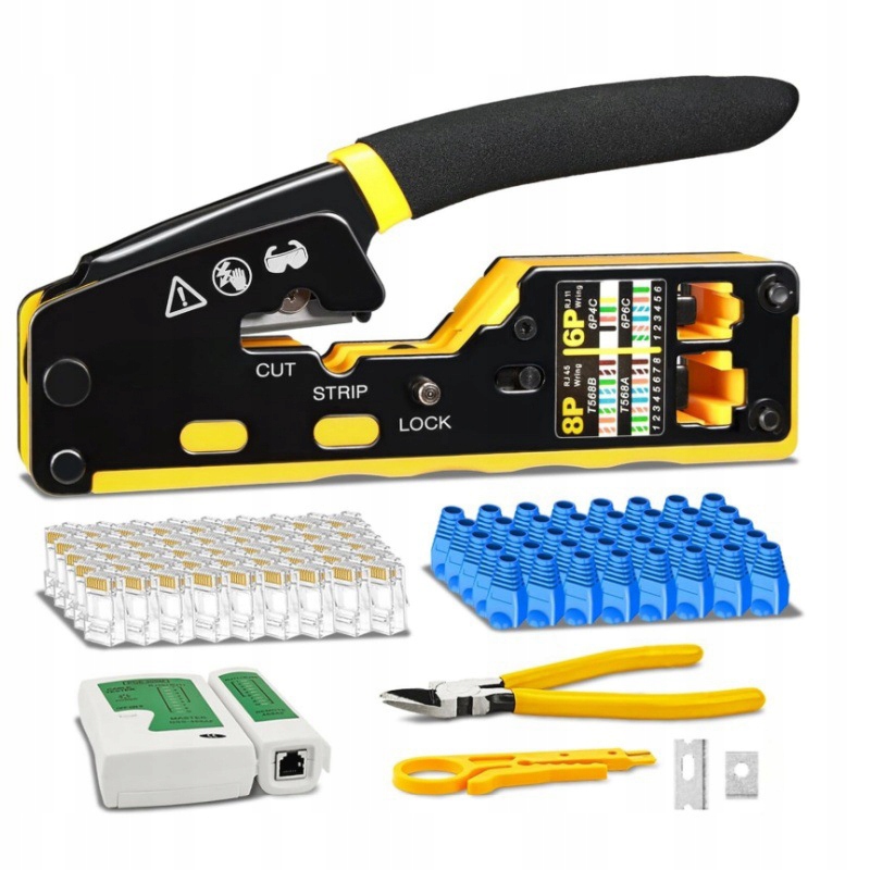 Sada Síťových Nástrojů Pro Konektory RJ45 Tester Svorka Stahovák Pouzdro