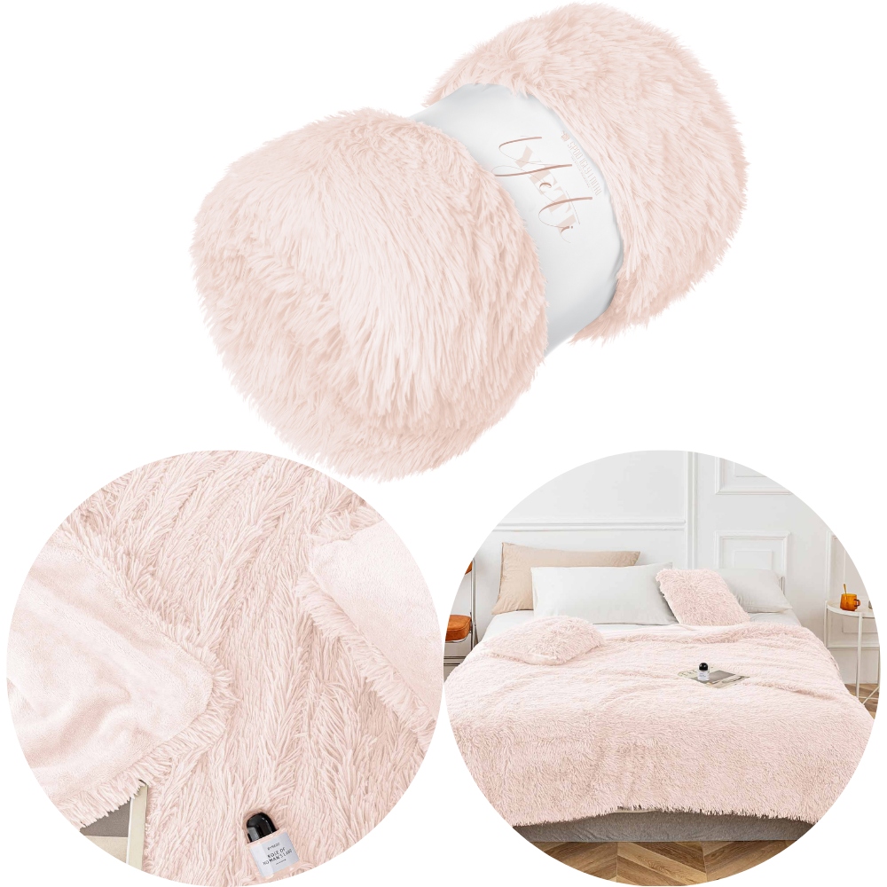 Deka Pléd Chlupatý Hrubý Měkký Přehoz Na Postel Pudrově Krémová 200x220