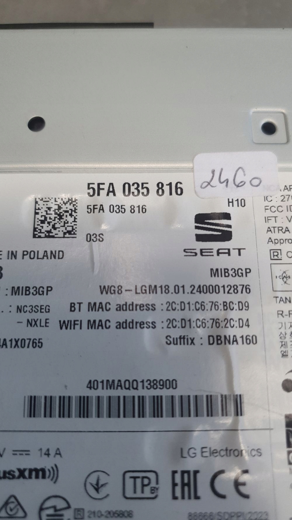 Cupra Formentor player navigation devices module 5FA035816