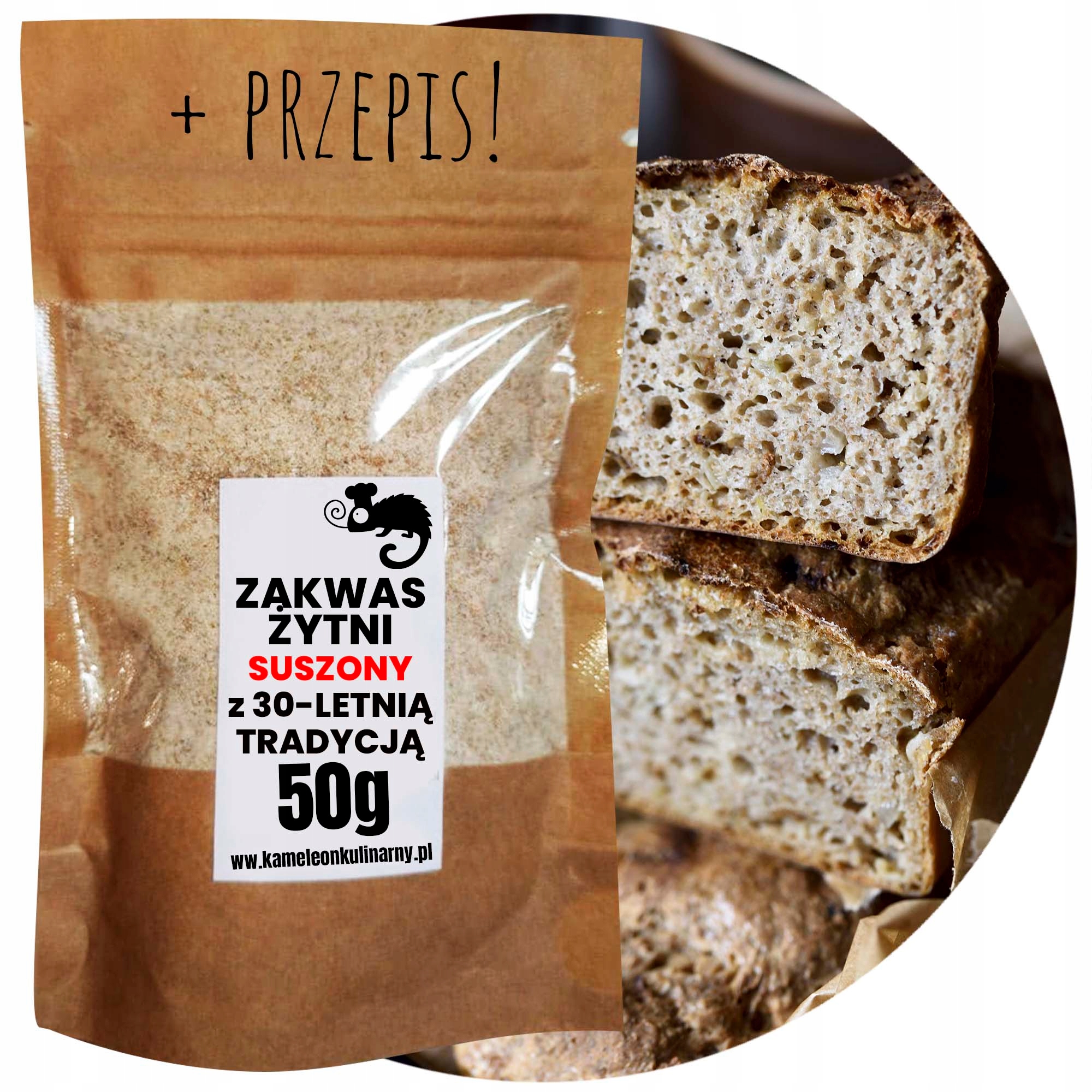 ZAKWAS ŻYTNI na CHLEB do wypieku CHLEBA 30-letnia TRADYCJA suszony 50G