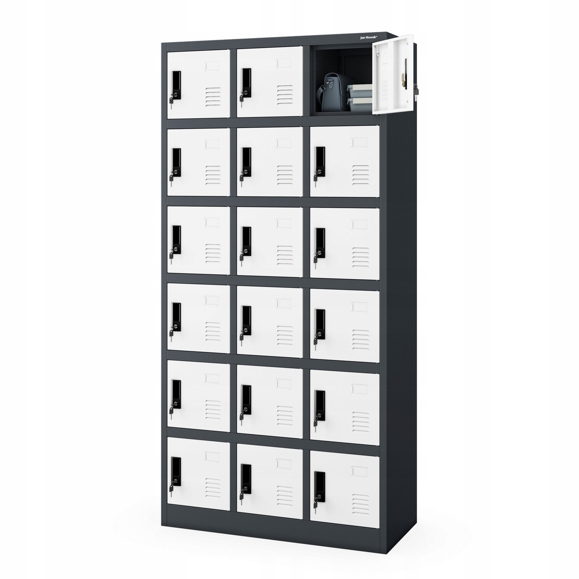 Jan Nowak Snídaňová Skříň Bozp a ochrana zdraví při práci Sociální úložný prostor Karol Antracitově bílá