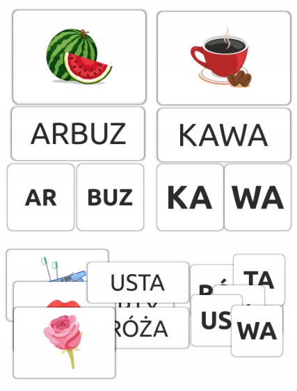 

Sylaby Układanka 160 kart nauka czytania