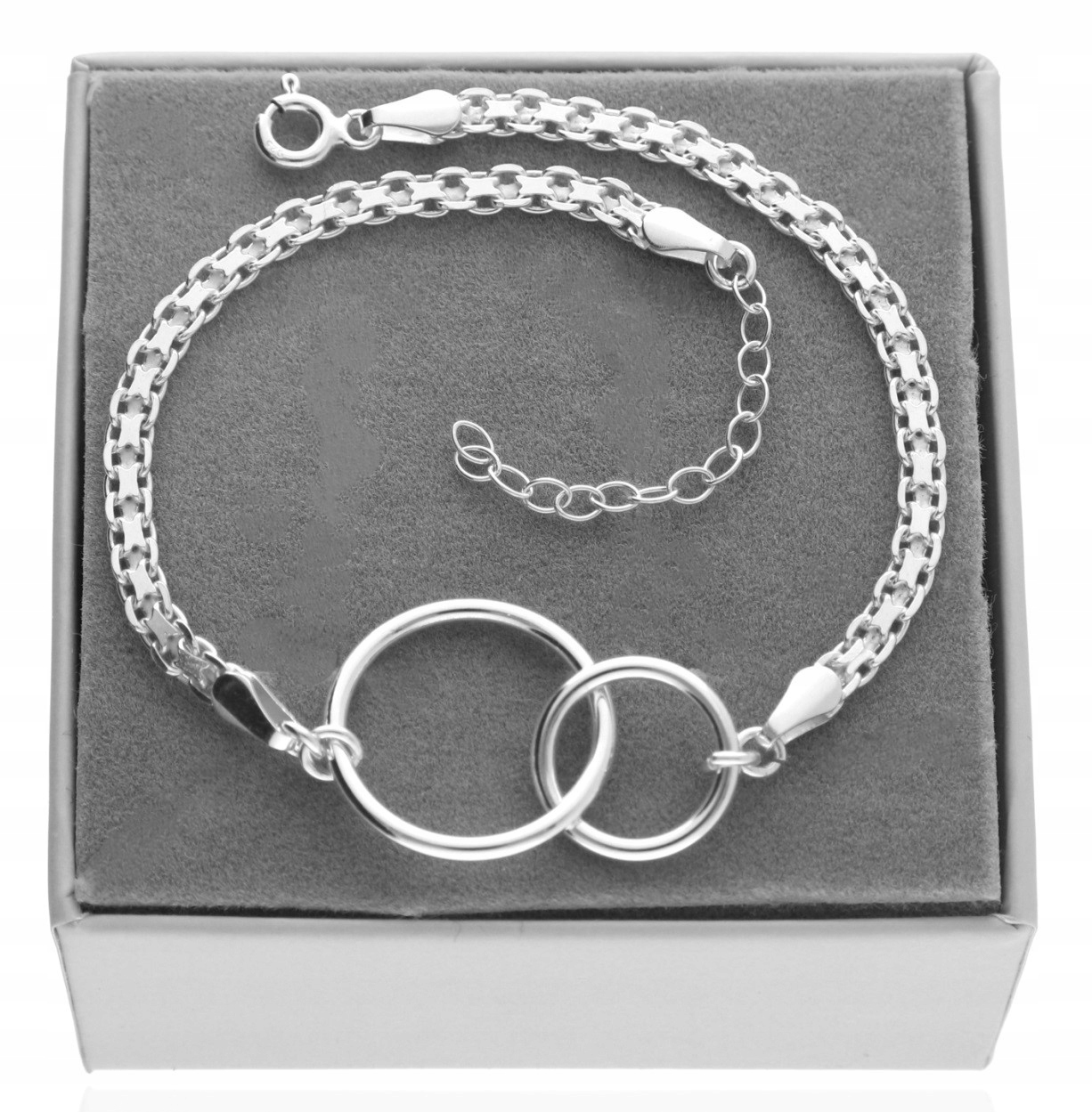 Stříbrný široký náramek elegantní dvě kolečka obruče stříbro 925