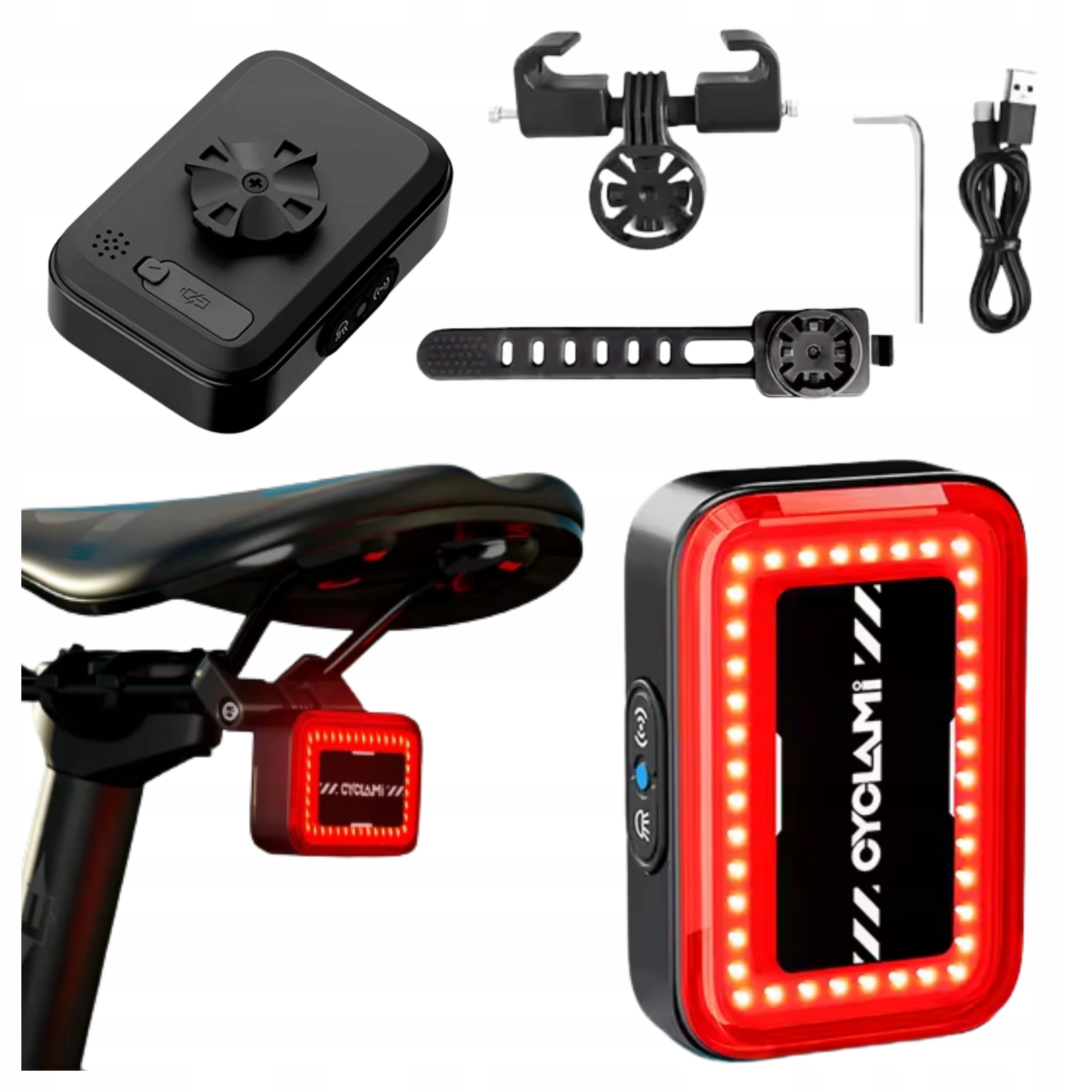 Lampka rowerowa z Radarem lampka rowerowa Tylna czujnik hamowania dźwięk