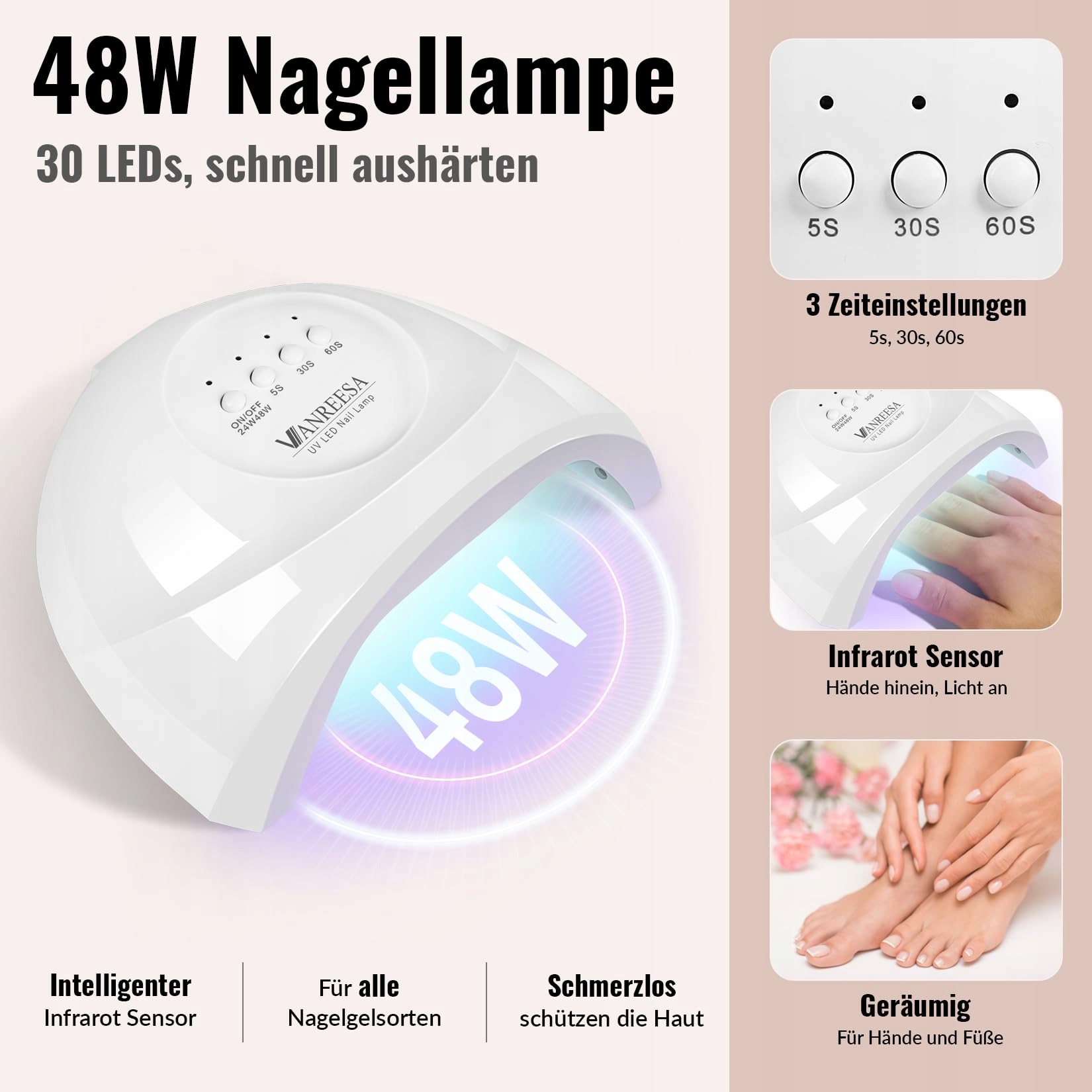 VANREESA Zestaw Lakierów UV 16 Kolorów Z Lampą LED 48W Do Manicure — miniatura 3