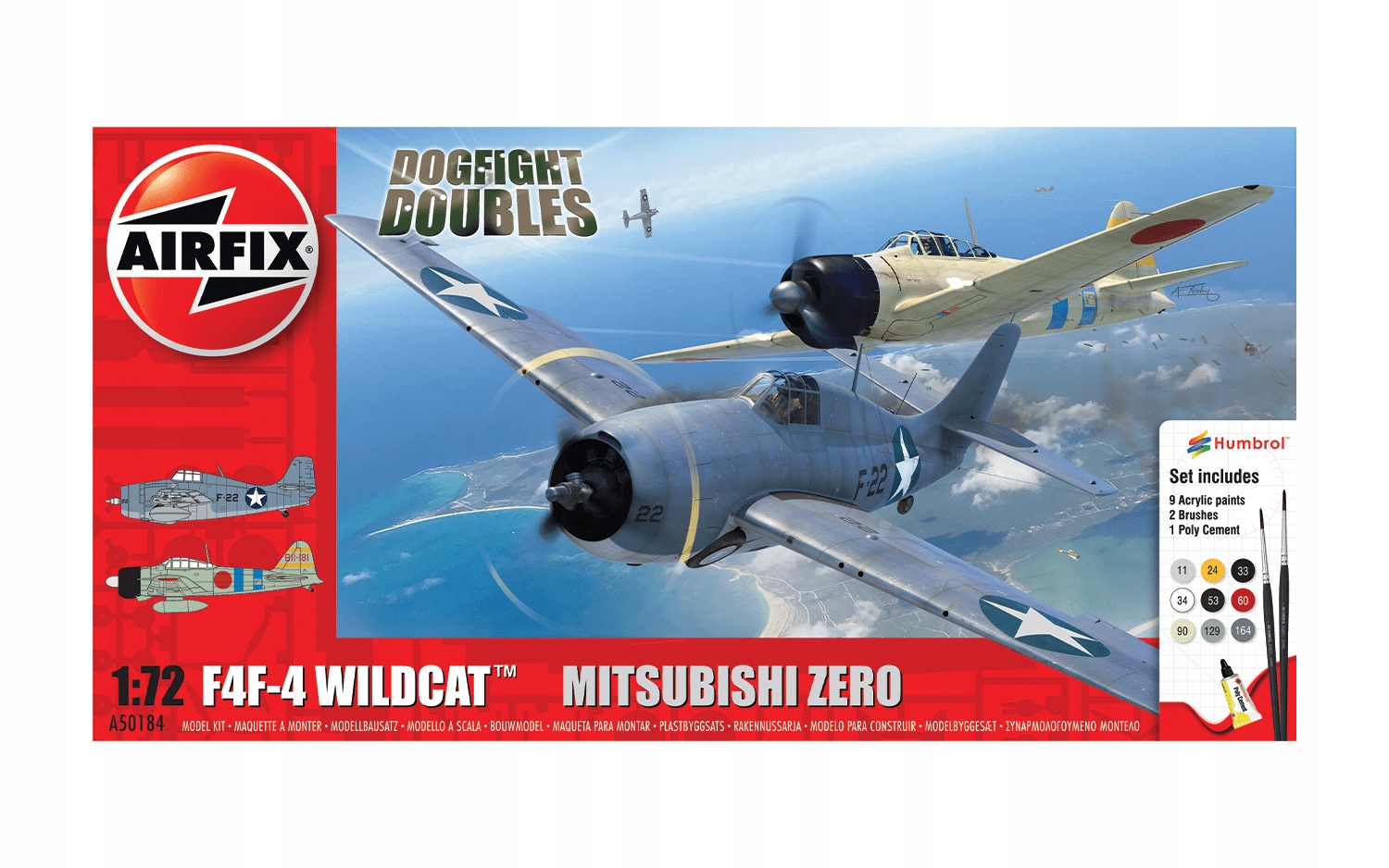 F4F-4 Wildcat & Mitsubishi Zero Dogfight Doubles Airfix A50184 v měřítku 1/72