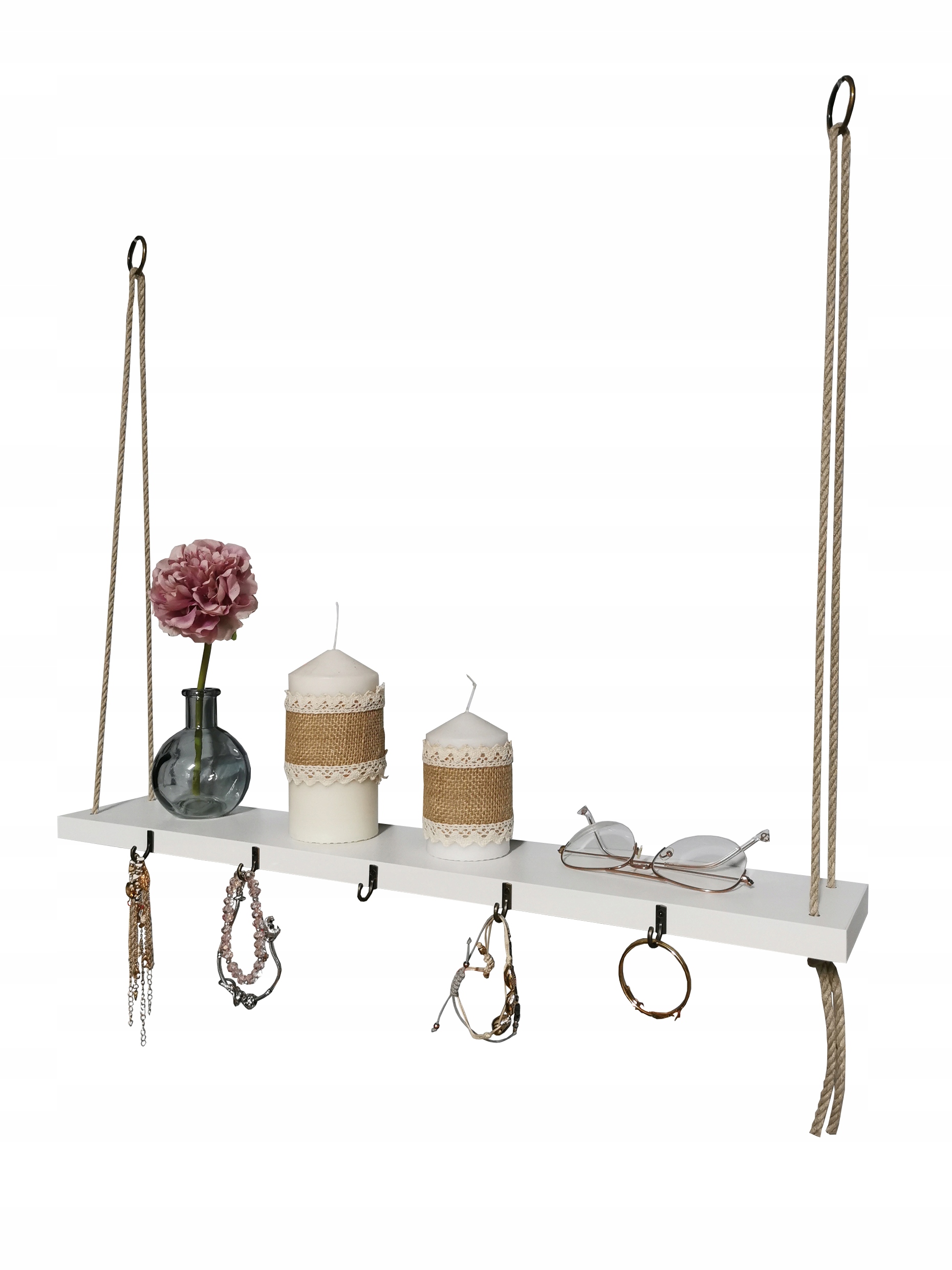 PÓŁKA na sznurkach linach, haczki , haki, wieszak