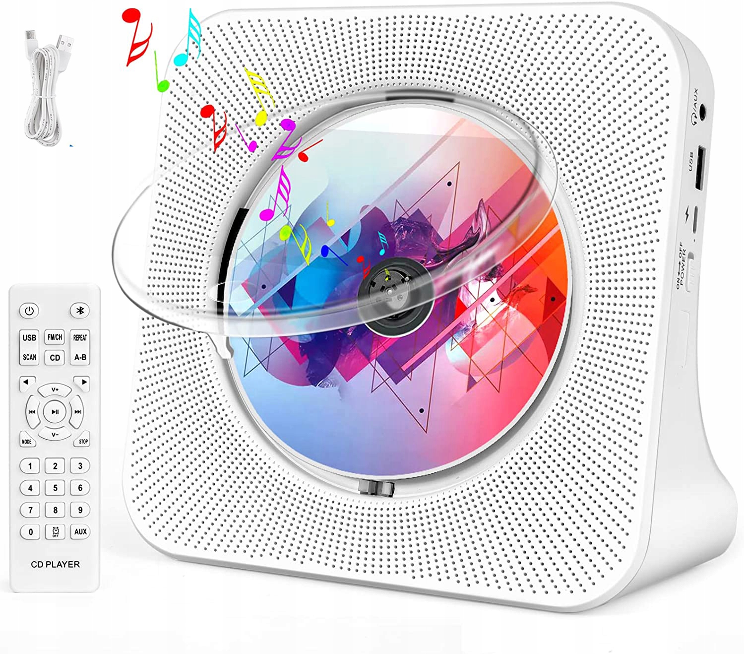 Přenosný CD Přehrávač Fm Rádio Přehrávač Reproduktor Aux Bluetooth 5.0 hi-fi