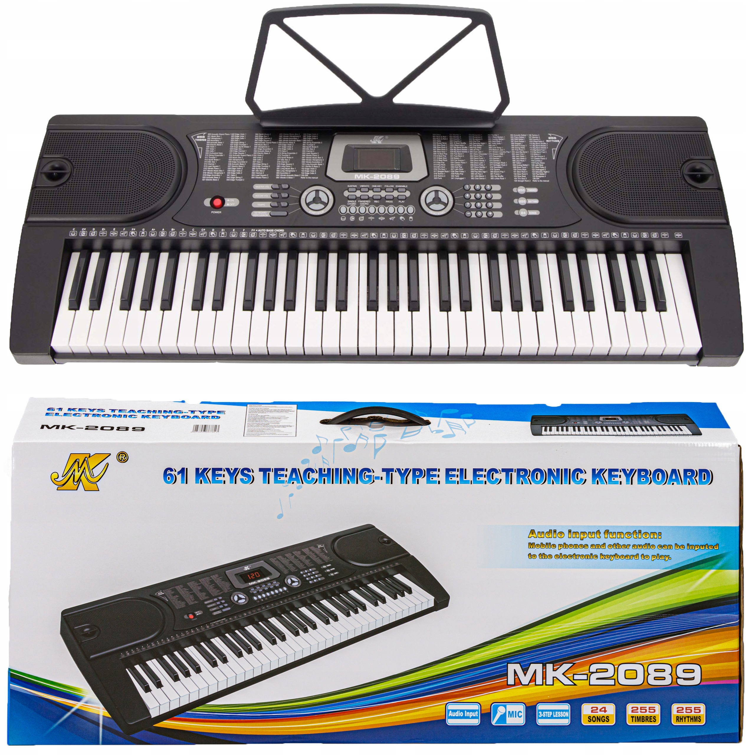 Organy dla Dzieci KEYBOARD do NAUKI GRY z Pulpitem do Nut Odtwarzacz Audio