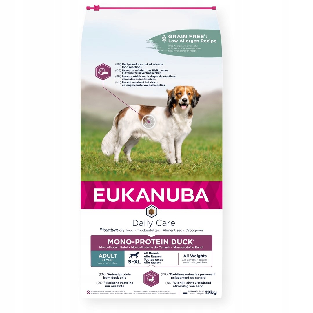 Levně Eukanuba Daily Care Adult Protien Kachna – suché krmivo pro psy 12 kg