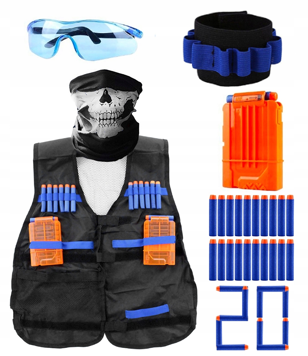 АКСЕССУАРЫ ДЛЯ NERF ЖИЛЕТ 20 СО СТРЕЛКАМИ ОЧКИ