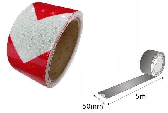 TAŚMA konturowa TIR PROGI DROGA NACZEPA ODBLASK 50/5m BIAŁO CZERWONA Kod producenta kierunkowa