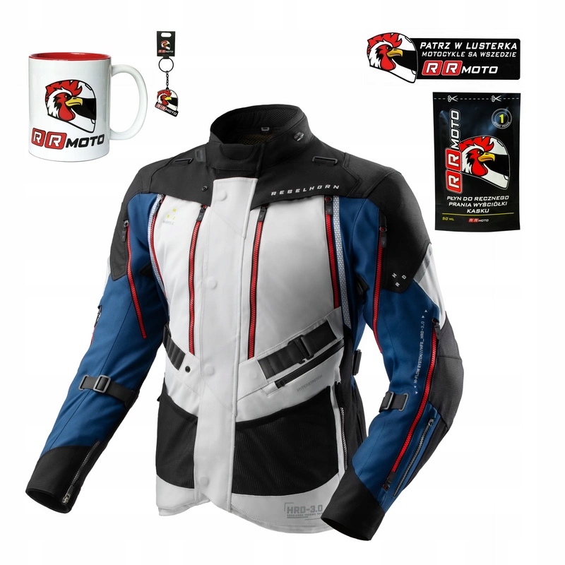 Turistická motocyklová bunda Rebelhorn Hardy 3.0 Blue Grey Red Darčeky