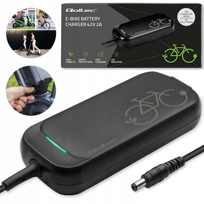 Szybka Ładowarka do roweru skutera 36V 42V 2A 5.5*2.5 wodoodporna e-bike