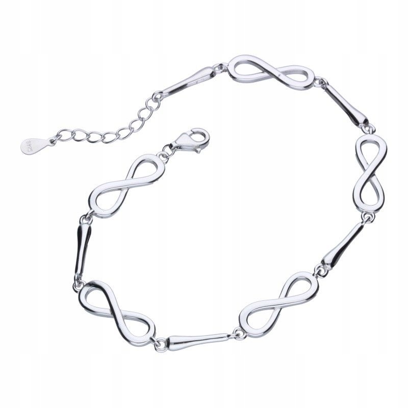 Dámský Stříbrný Náramek 925 Nekonečno Hladký Jako Dárek Módní Vzor