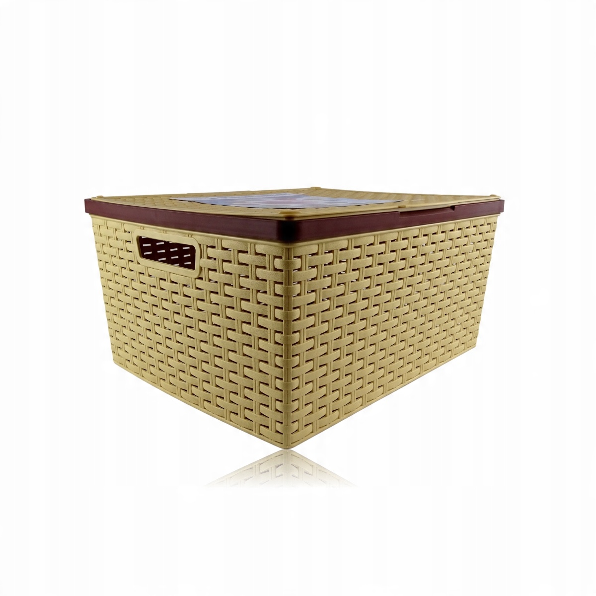 

Koszyk z pokrywą Box Rattan Beżowo-Brązowy