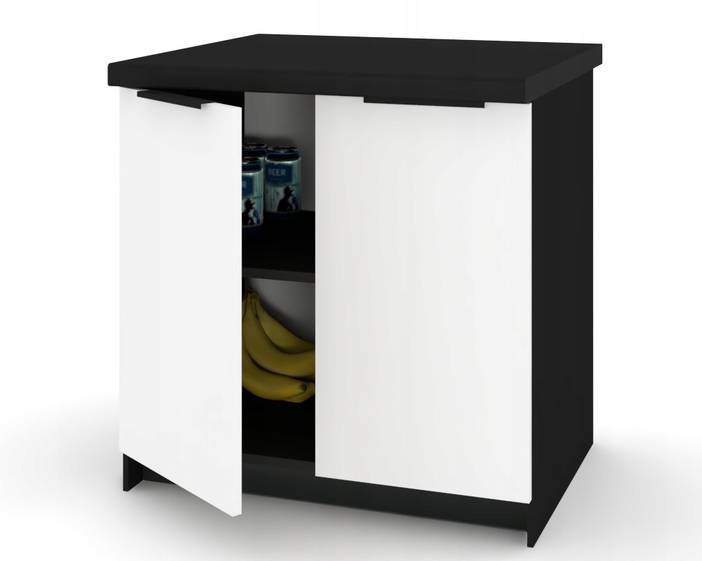 Szafka Kuchenna Stojąca Dolna KIRA Czarna Biała 80cm blat Cichy Domyk Kod producenta 50103580490