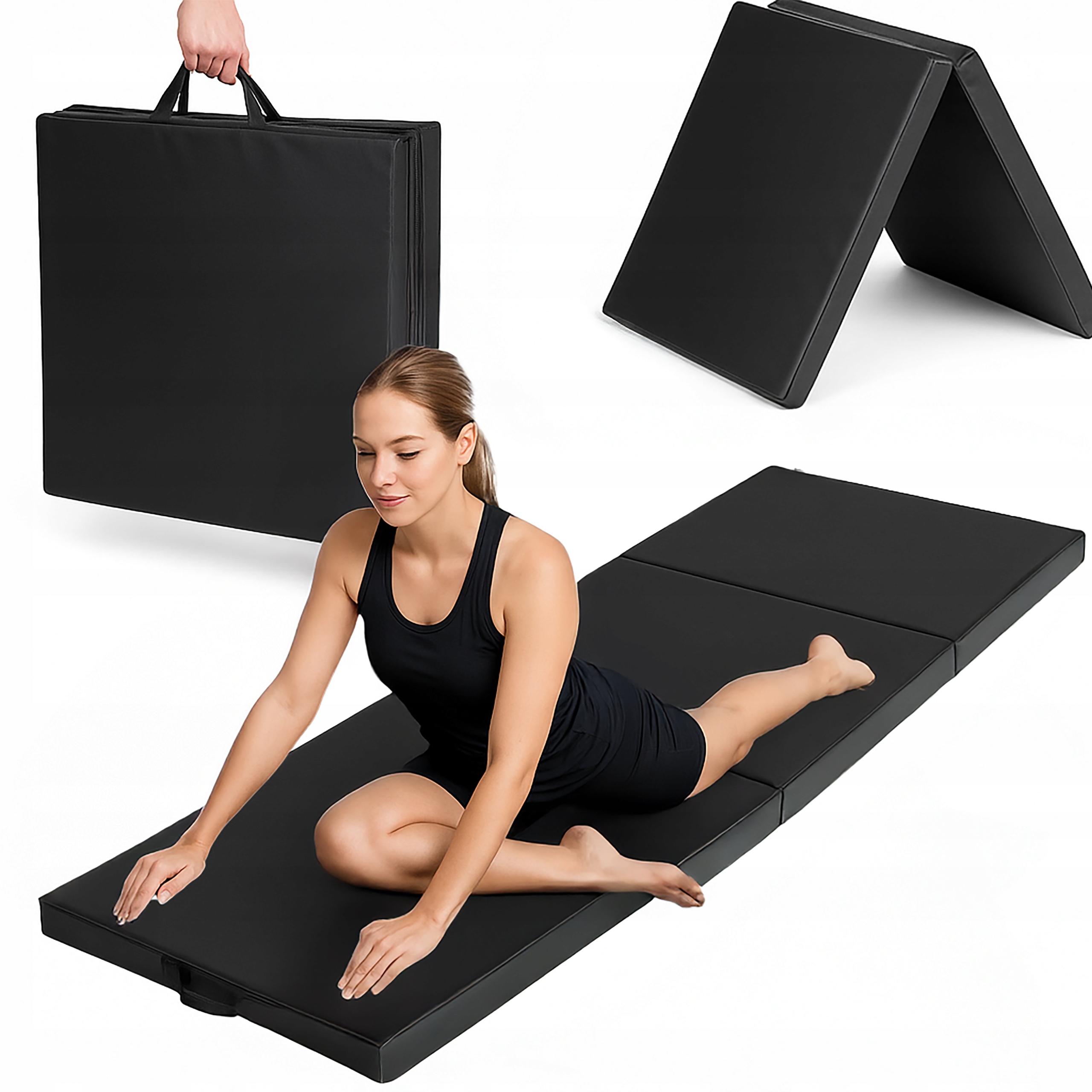 Materac gimnastyczny składany 180cm ciemnoszary do masażu fizjoterapii 5cm