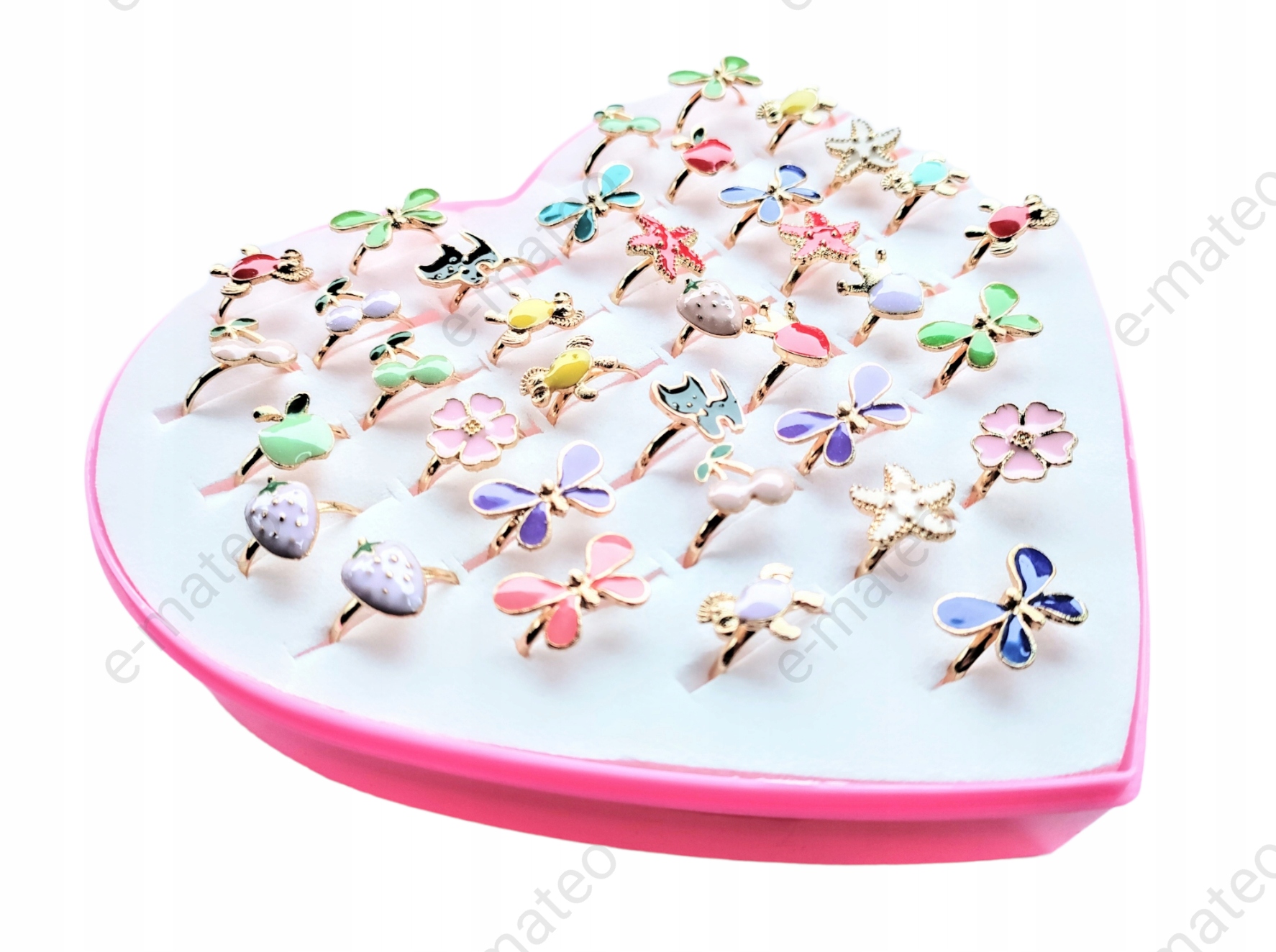 PIERŚCIONKI dla Dziewczynki Zestaw BIŻUTERIA 36szt Materiał Inny