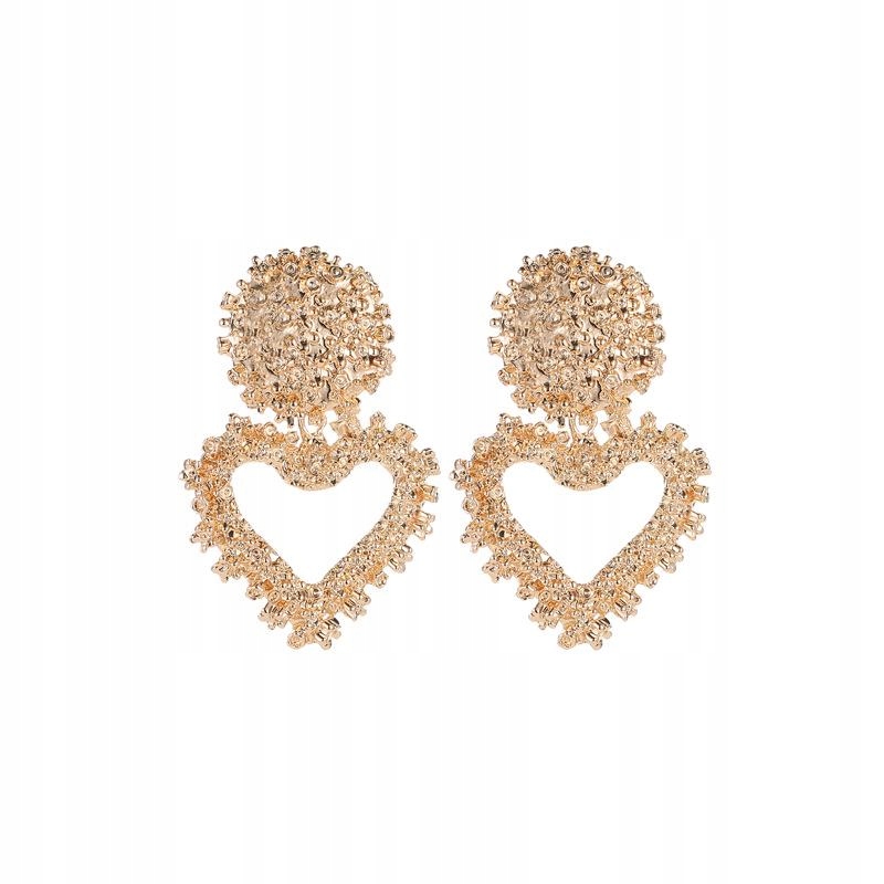 KOLCZYKI GEOMETRYCZNE METALOWE SERCA ZŁOTE Marka Inna marka