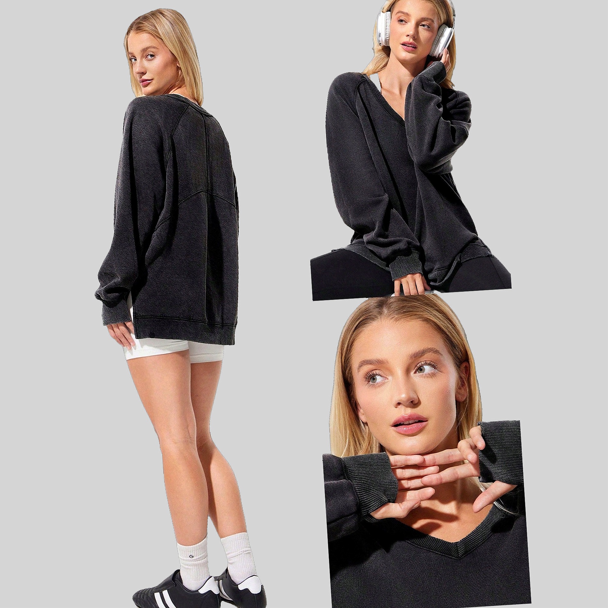 oversize mikina Zateplená Volná s dlouhým rukávem Glowmode XXL 44