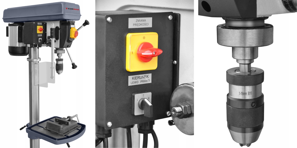 PRZEMYSŁOWA WIERTARKA SŁUPOWA KOLUMNOWA STOŁOWA CORMAK 25 mm Zasilanie sieciowe