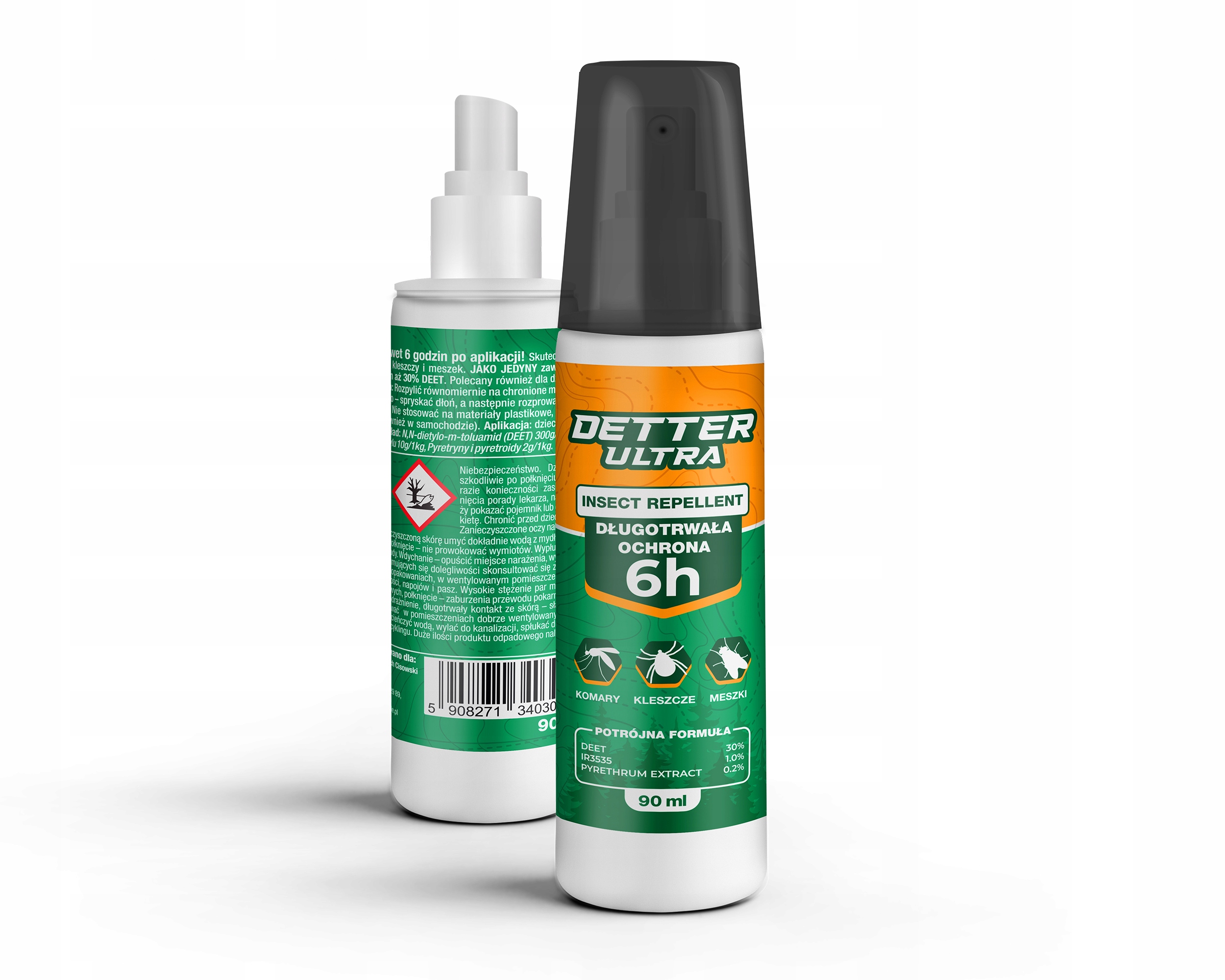 ŚRODEK SPRAY PREPARAT NA KOMARY KLESZCZE MESZKI OSY DETTER ULTRA 90ML Producent No-Pest