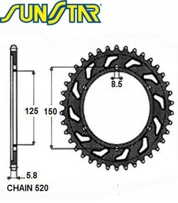 Poháňaná ozubená píla Sunstar SUNR5-3547-50