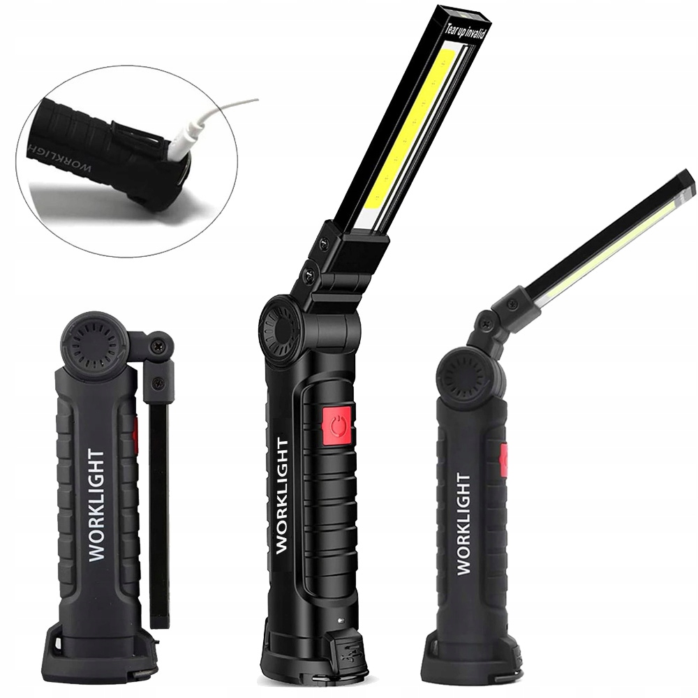 Latarka LED Warsztatowa COB Li-ion Akumulator Hak