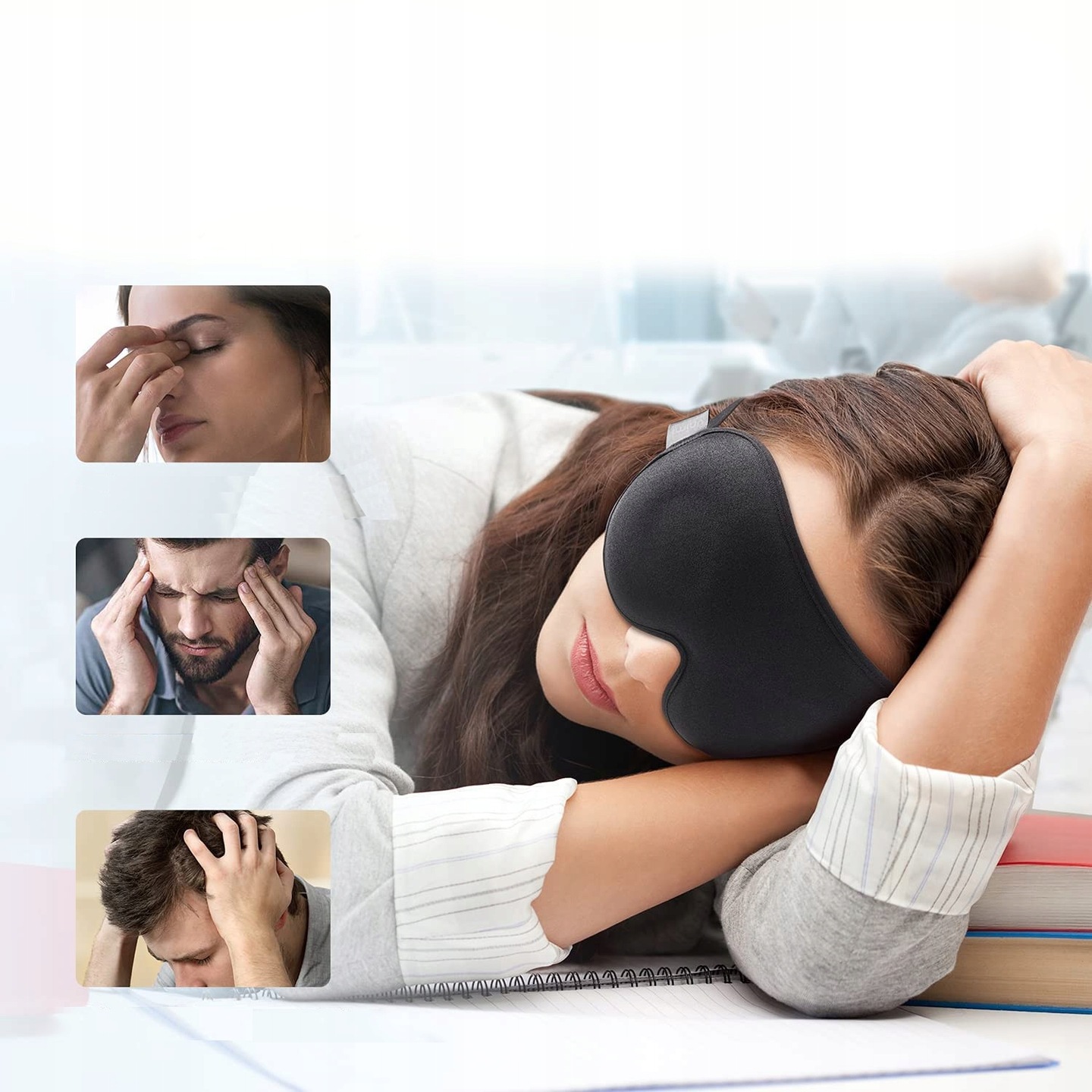 OPASKA NA OCZY DO SPANIA 3D MASKA ZACIEMNIAJĄCA REGULOWANA JAKOŚĆ PREMIUM Skład materiałowy 100% jedwab