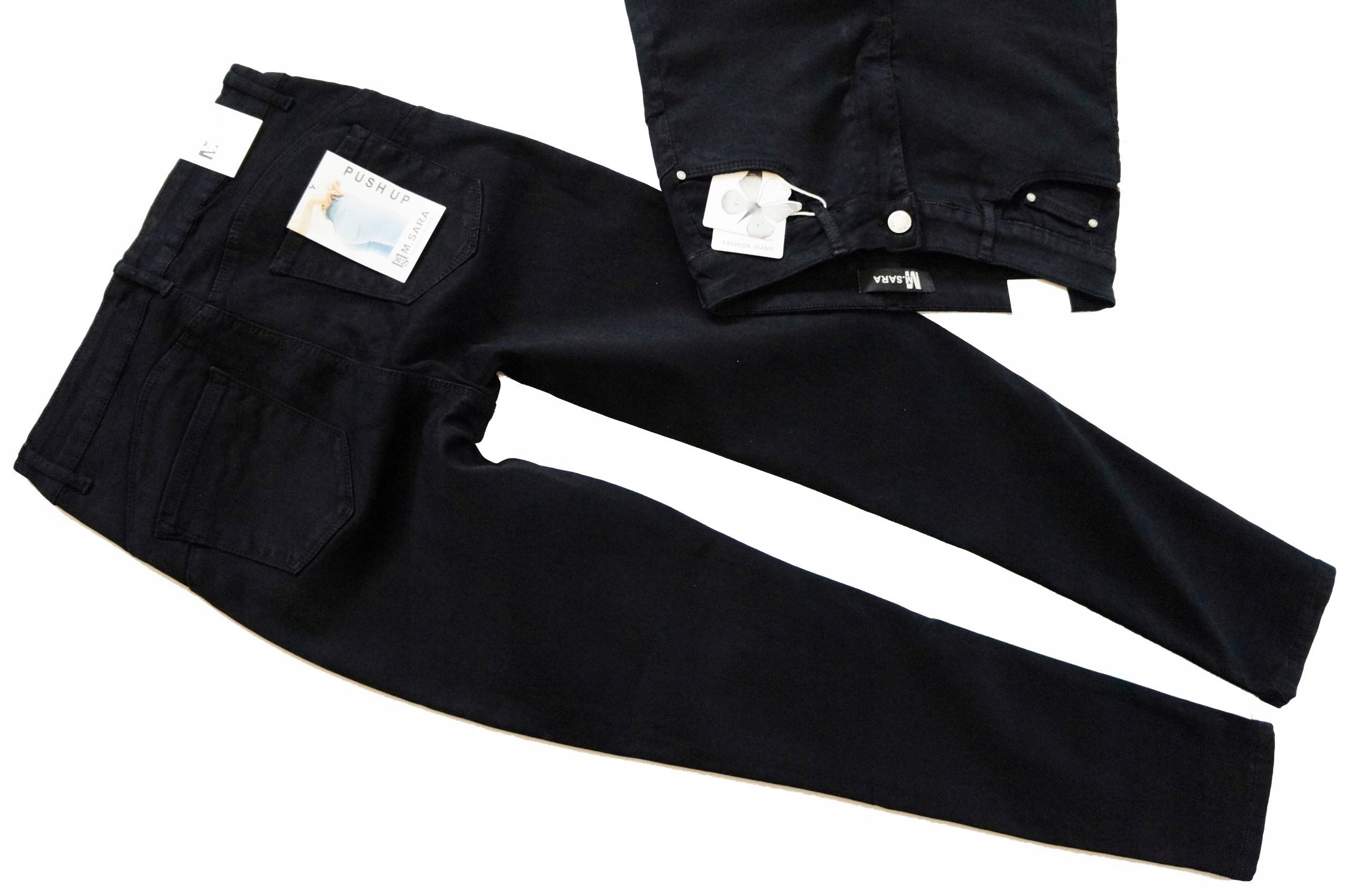 M.sara Wyszczuplające Damskie Jeansy Push Up Elastyczne Czarne
