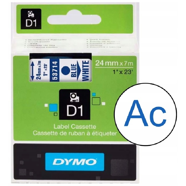 Taśma 24MM 7M Biała Niebieski Druk S0720940 Dymo