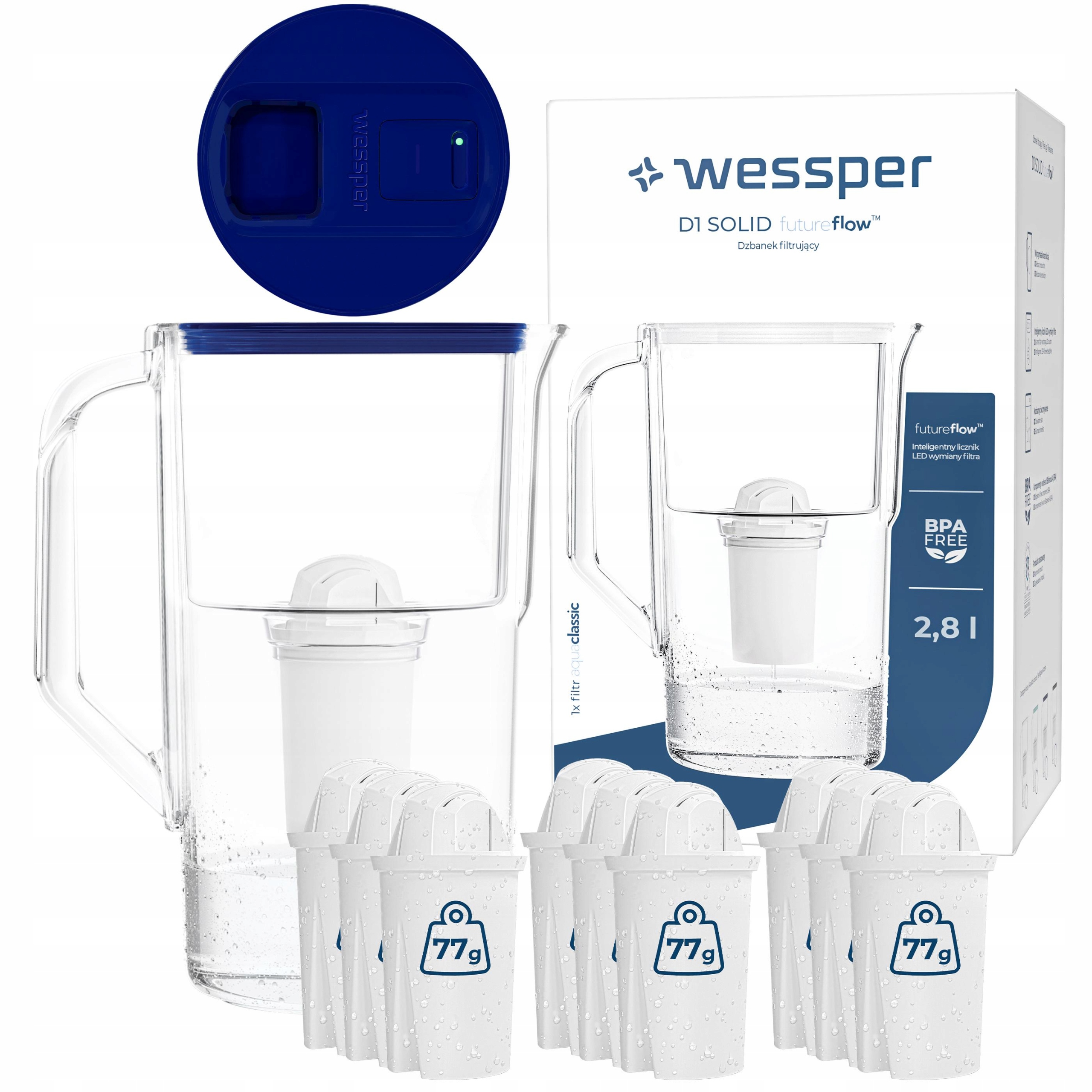 Filtrační konvice Wessper D1 Solid 2,8 l Ff Led 10 x filtrační vložka vody