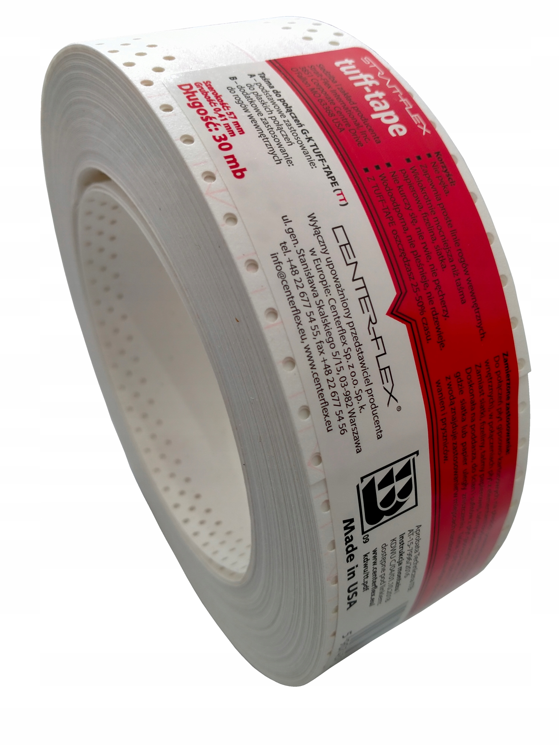 TUFF TAPE taśma amerykańska Center-Flex 57mm x 30m DO PŁYT GIPSOWYCH 30 MB EAN (GTIN) 5907437026007
