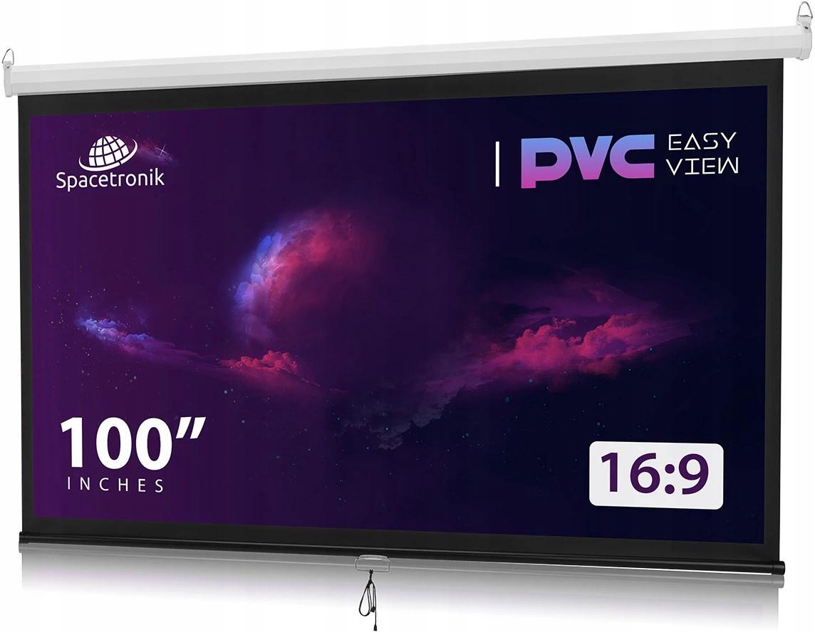 Ručne Rolovateľná Projekčná Obrazovka 100" 16:9 Pvc 1.0 Gain 160° Kino
