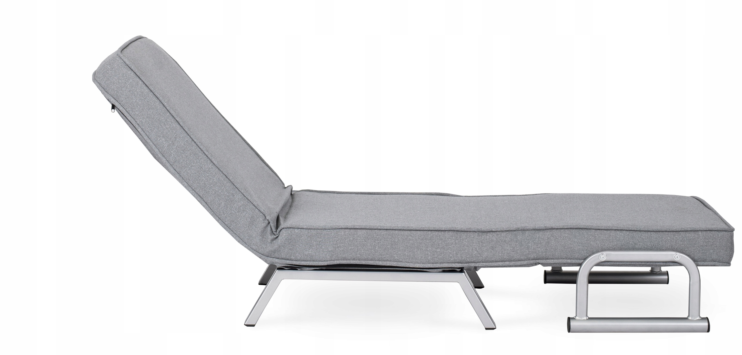 Fotel Jednoosobowy Rozkładany Leżak do Salonu do Spania Leżanka BART Szary Szerokość siedziska 55 cm