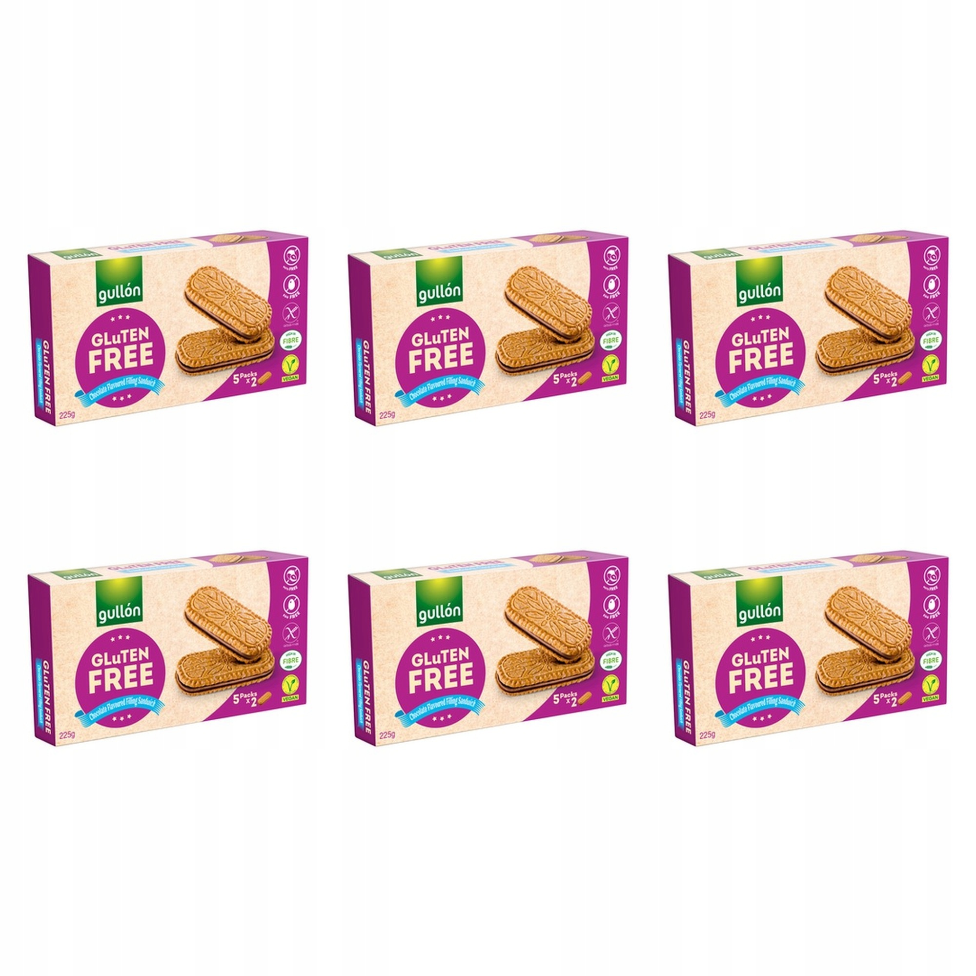 6x 225g Gullón Bezglutenowe ciastka z nadzieniem czekoladowym Gullon Krem