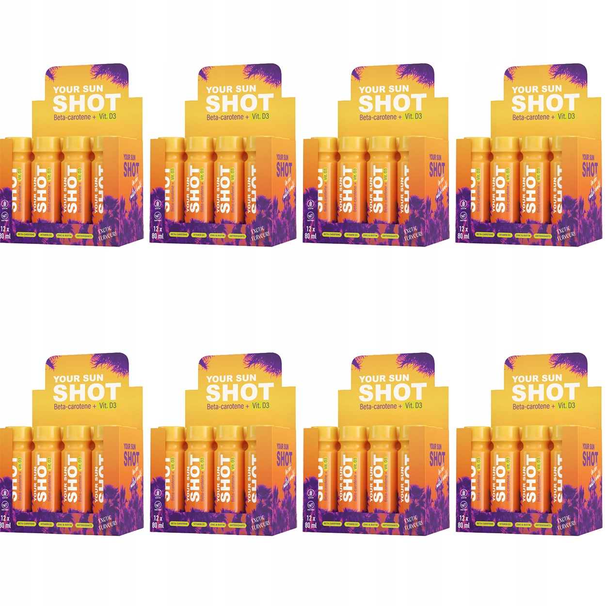 Sada 96 x Your Sun Shot Vit. D3 Opalovací nápoje Exotic Flavour 80 ml