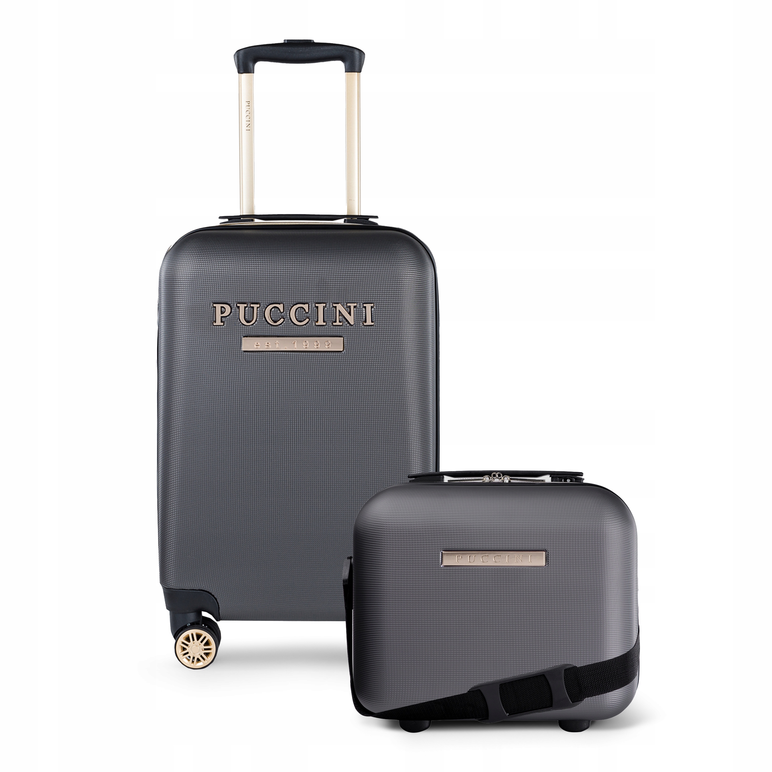 Puccini Sada cestovních kufrů 2v1 Kabinová Kufřík Abs Šedá