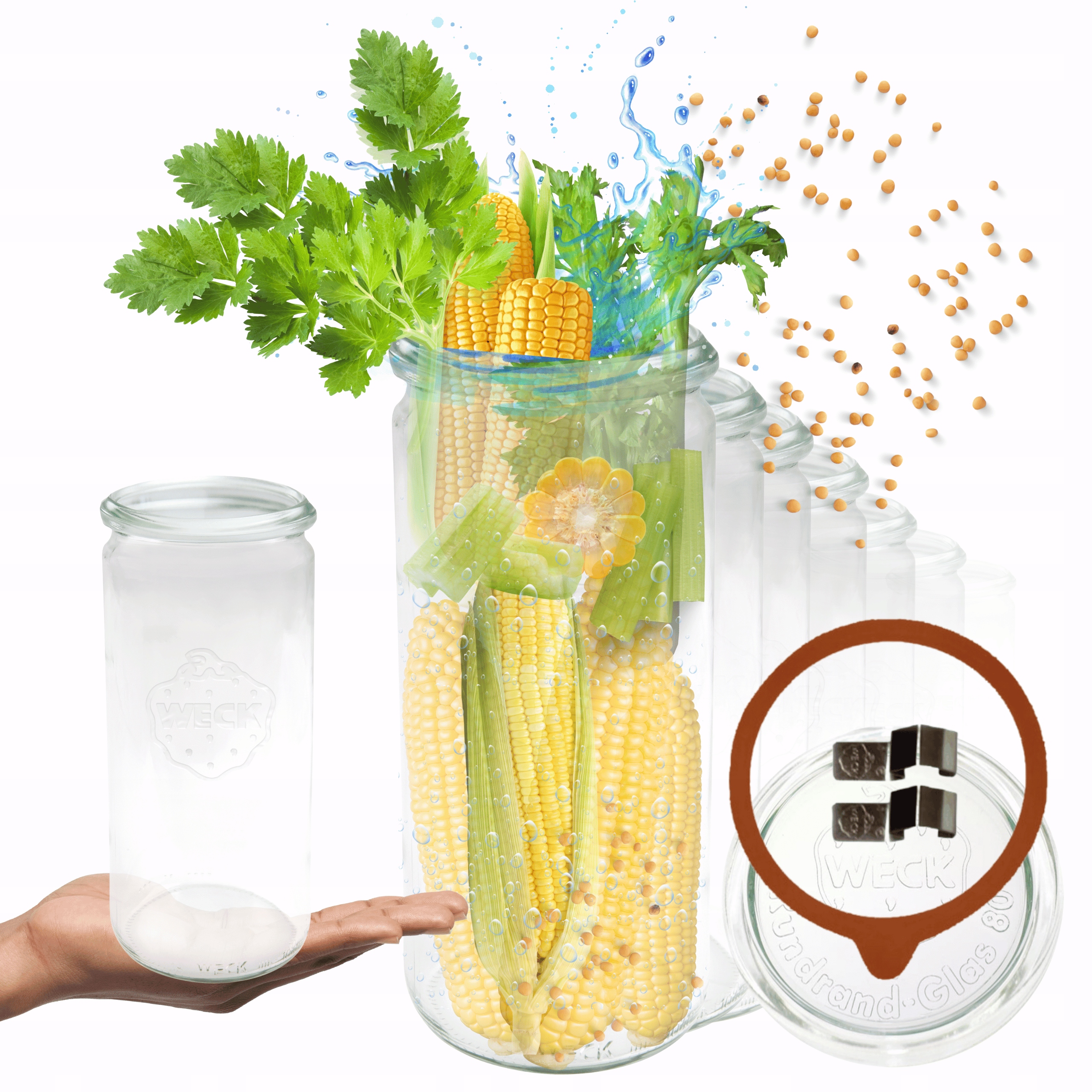 Poháre Weck 1 l 1040 ml uhorky Cylinder žiaruvzdorné sponky veko gumička 12ks