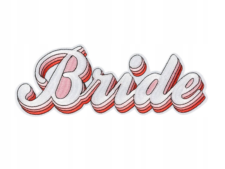 

Prasowanka Naszywka Bride Biało Różowa 28X8CM