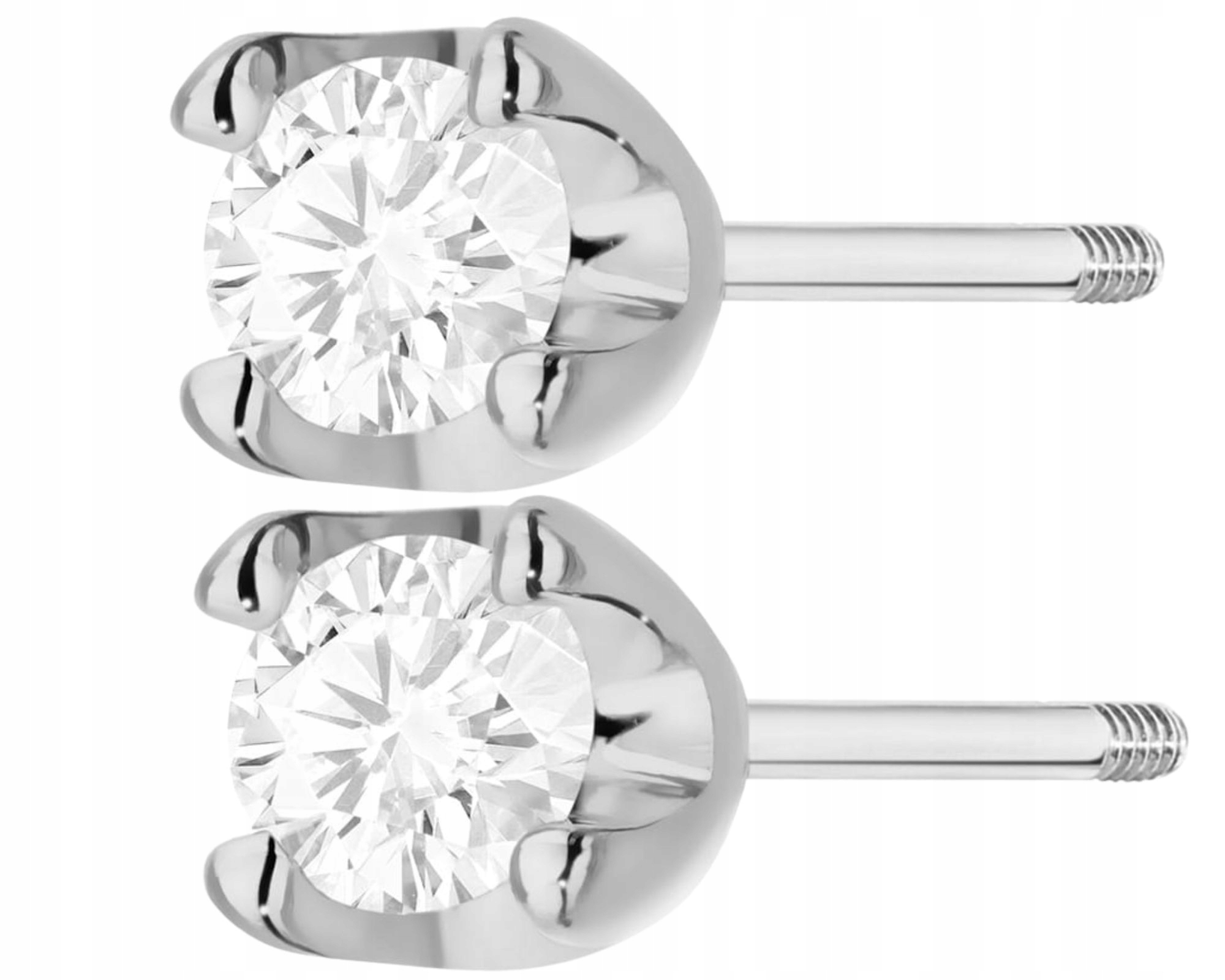 Bílé Zlato Náušnice S Diamantem Šroubovací Tyčinka Zlato 585 Dárek Gravírování