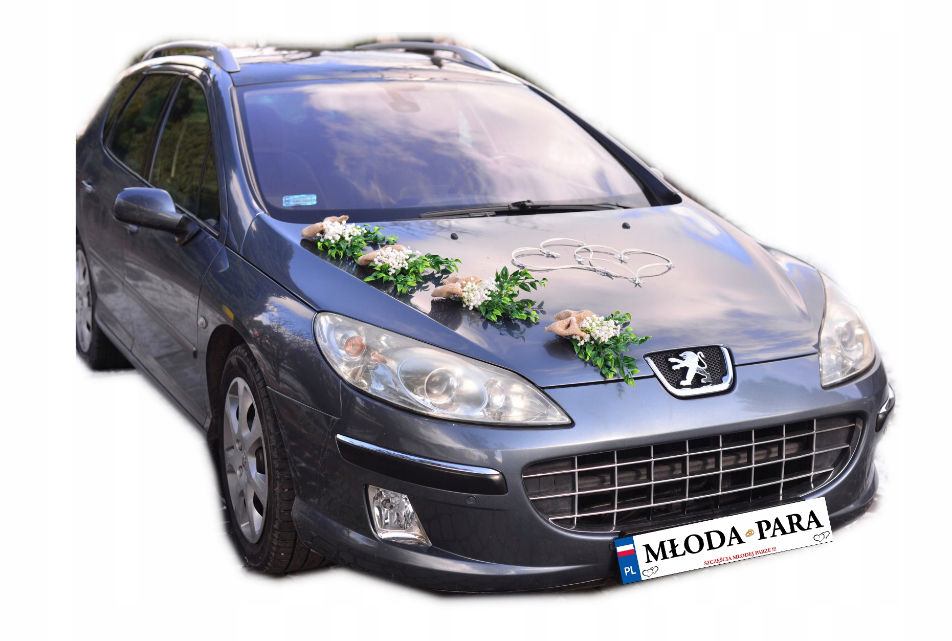 Značková boho dekorace na svatební auto 310