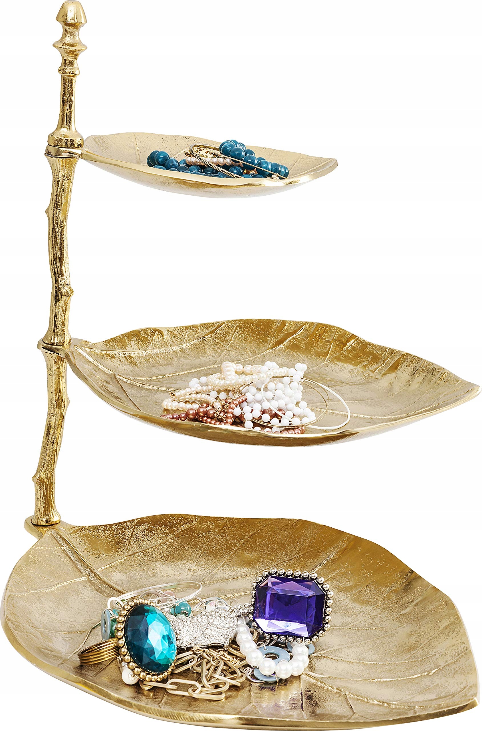 Kare Design Etragere Leaf, zlatá, 46 x 32 x 45 cm, 3 patra