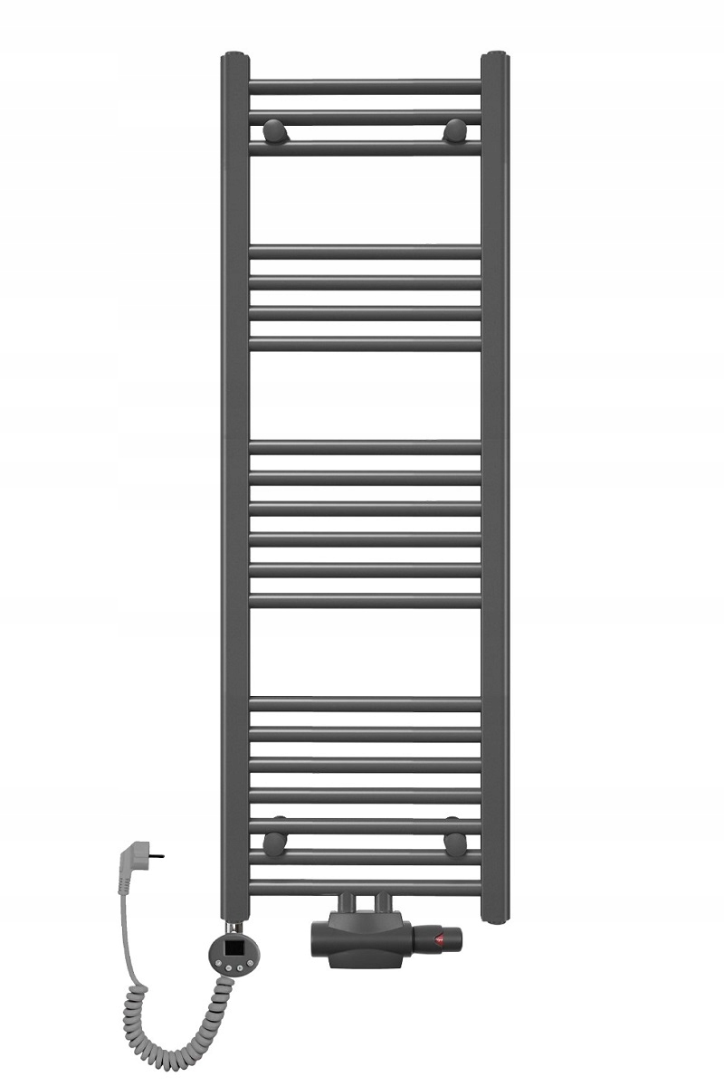 Grzejnik łazienkowy wodno-elektryczny Trm 1200x400 antracyt drabinkowy